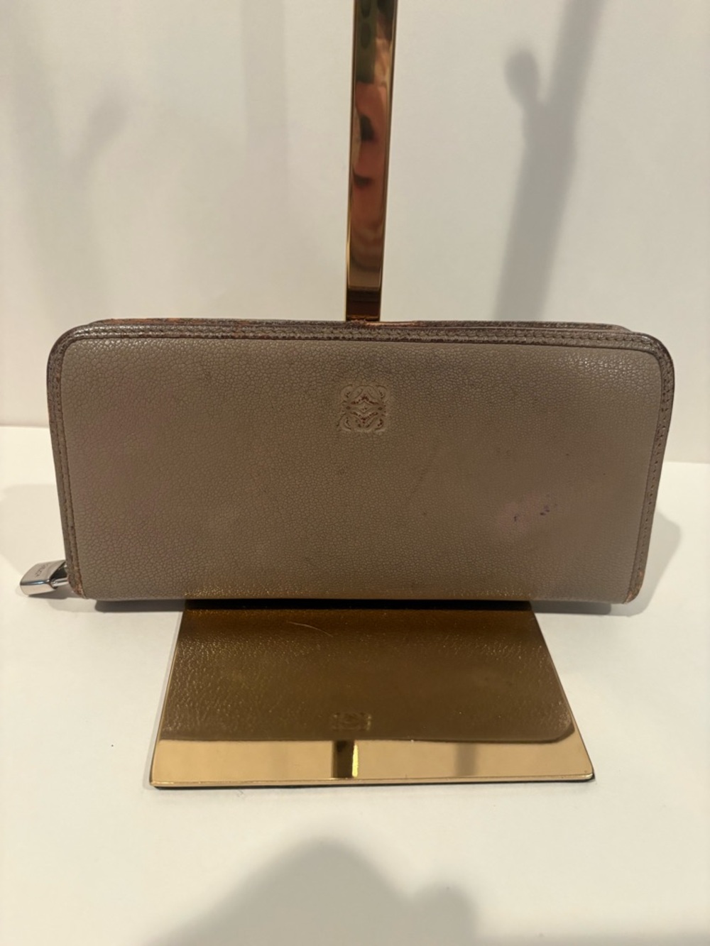 Loewe tan long zipper wallet